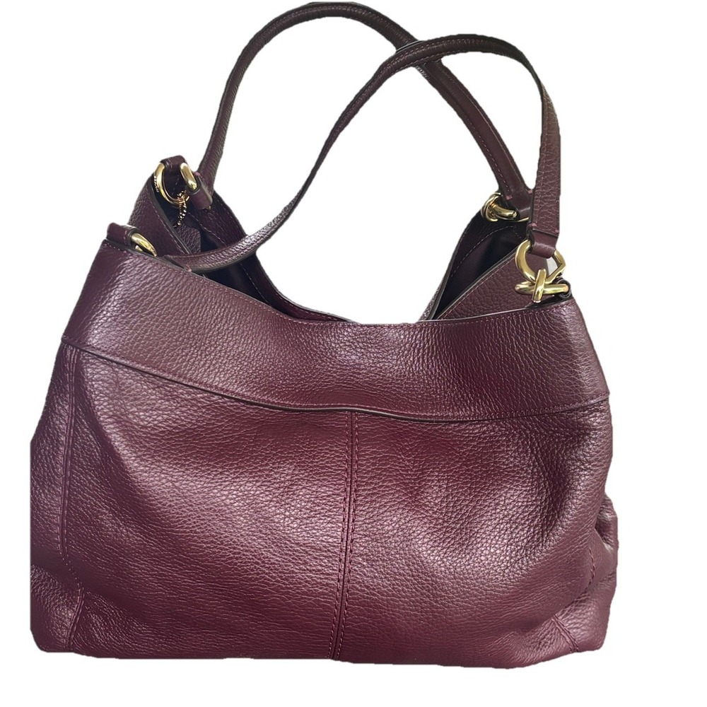 Coach Lexy Shoulder Bag Oxblood Pebbled Leather Large Hobo Tote - Picture 2 of 11